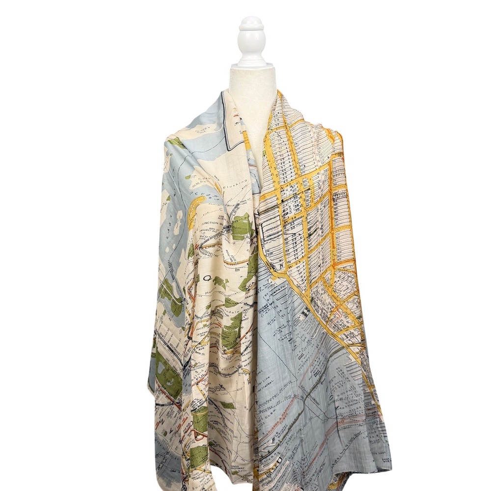 One Hundred Stars Scarf Wrap Womens New York City Subway Street Map Lightweight